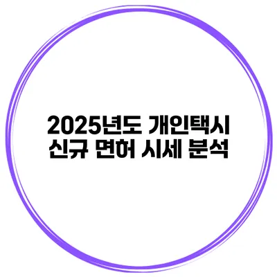 2025년도 개인택시 신규 면허 시세 분석