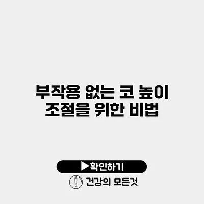 부작용 없는 코 높이 조절을 위한 비법