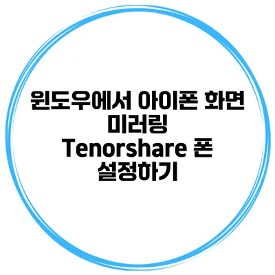 윈도우에서 아이폰 화면 미러링 Tenorshare 폰 설정하기