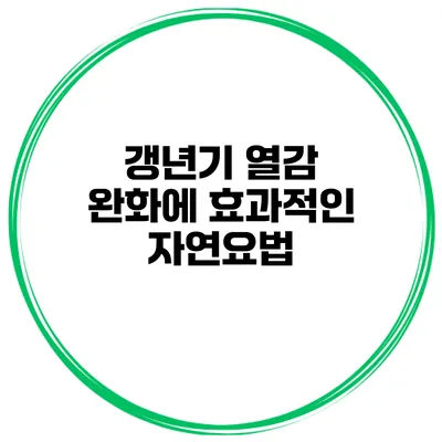 갱년기 열감 완화에 효과적인 자연요법