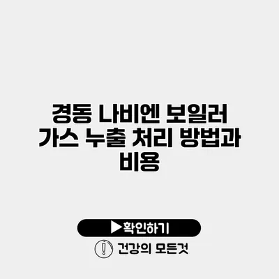 경동 나비엔 보일러 가스 누출 처리 방법과 비용