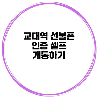 교대역 선불폰 인증 셀프 개통하기