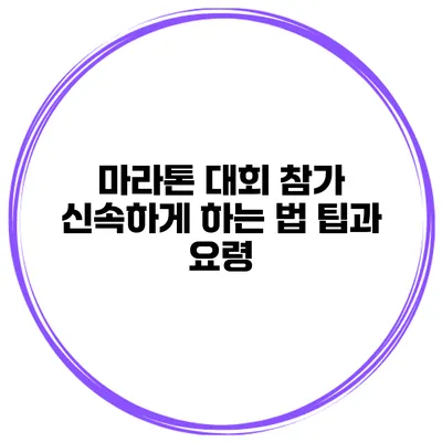 마라톤 대회 참가 신속하게 하는 법 팁과 요령