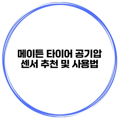 메이튼 타이어 공기압 센서 추천 및 사용법