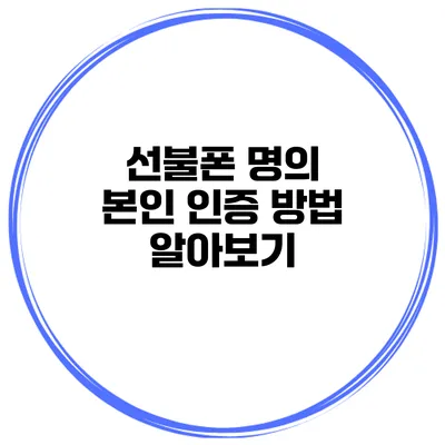 선불폰 명의 본인 인증 방법 알아보기