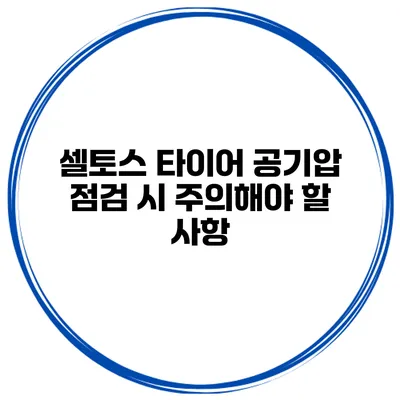 셀토스 타이어 공기압 점검 시 주의해야 할 사항