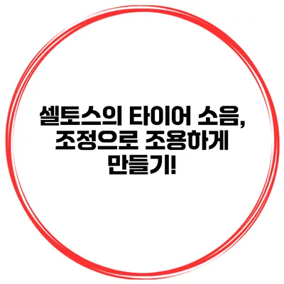 셀토스의 타이어 소음, 조정으로 조용하게 만들기!