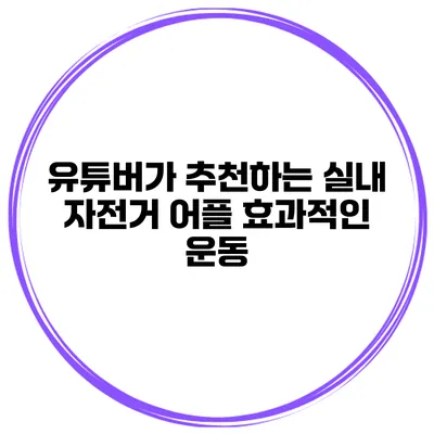 유튜버가 추천하는 실내 자전거 어플 효과적인 운동